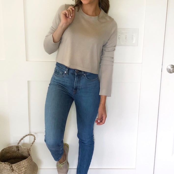 Le Kasha 100% Cashmere Cropped Sweater M Beige Luxury Knit Pullover